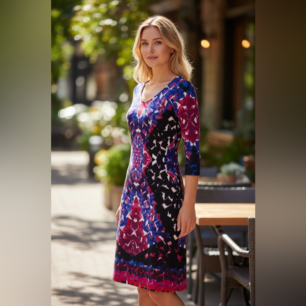 Glamour Multicolor Long Sleeve Dress